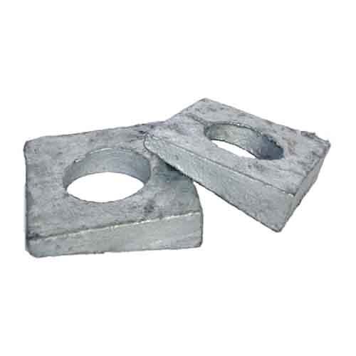 5/8" Square Beveled Washer, Malleable Iron, HDG